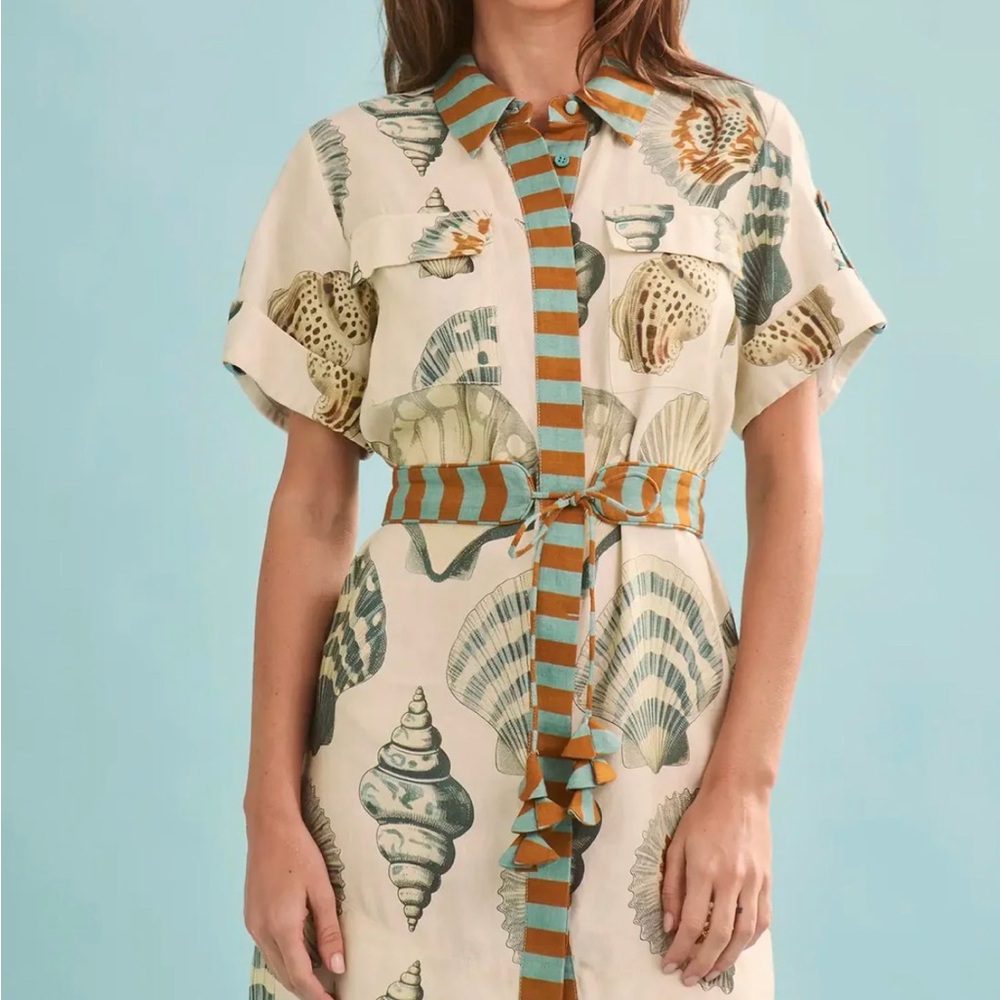 Hunter Bell, NICOLE DRESS, Shell Print Belted Mini Dress new with tags, XS - Picture 3 of 3